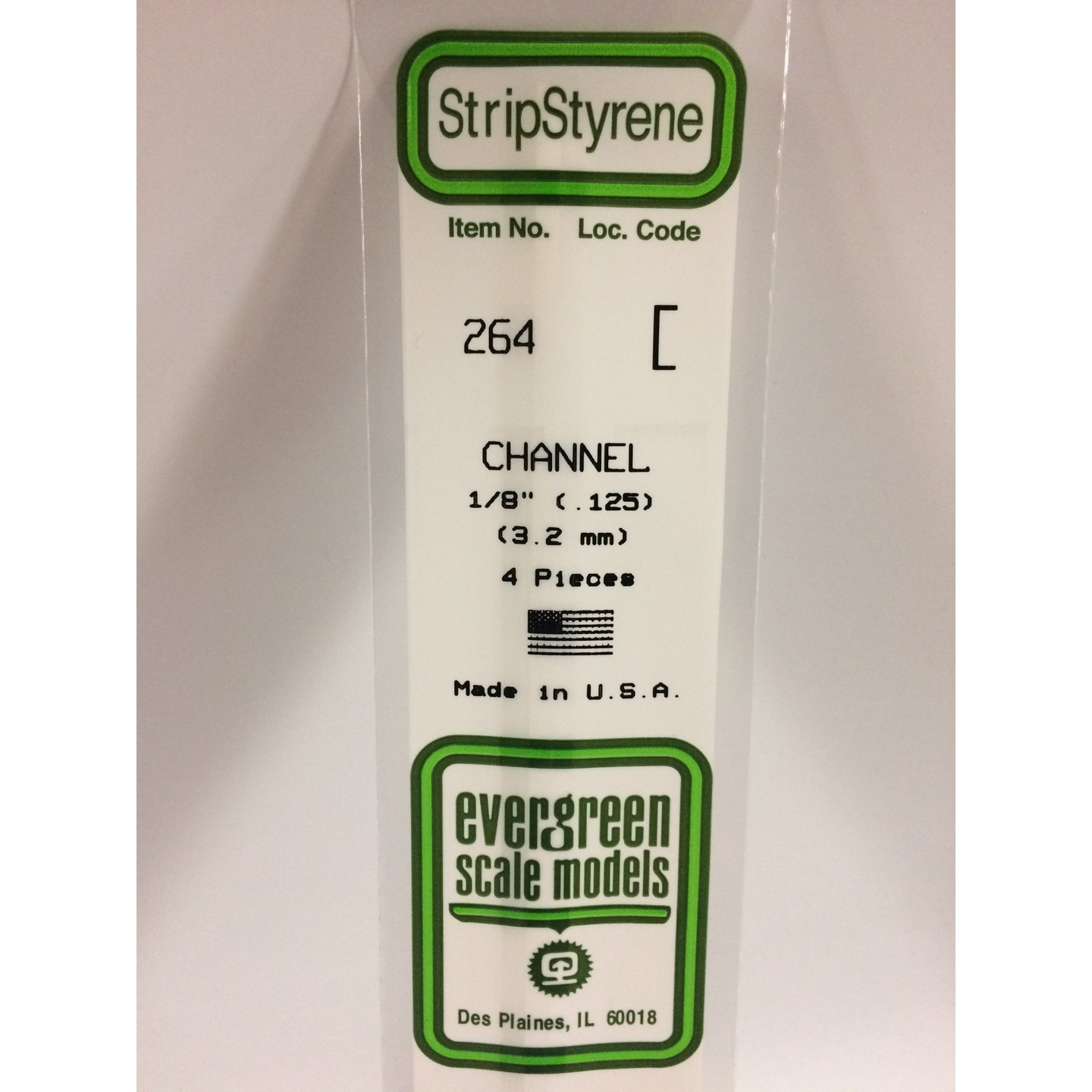 Evergreen 264 Styrene Plastic Channel 0.125