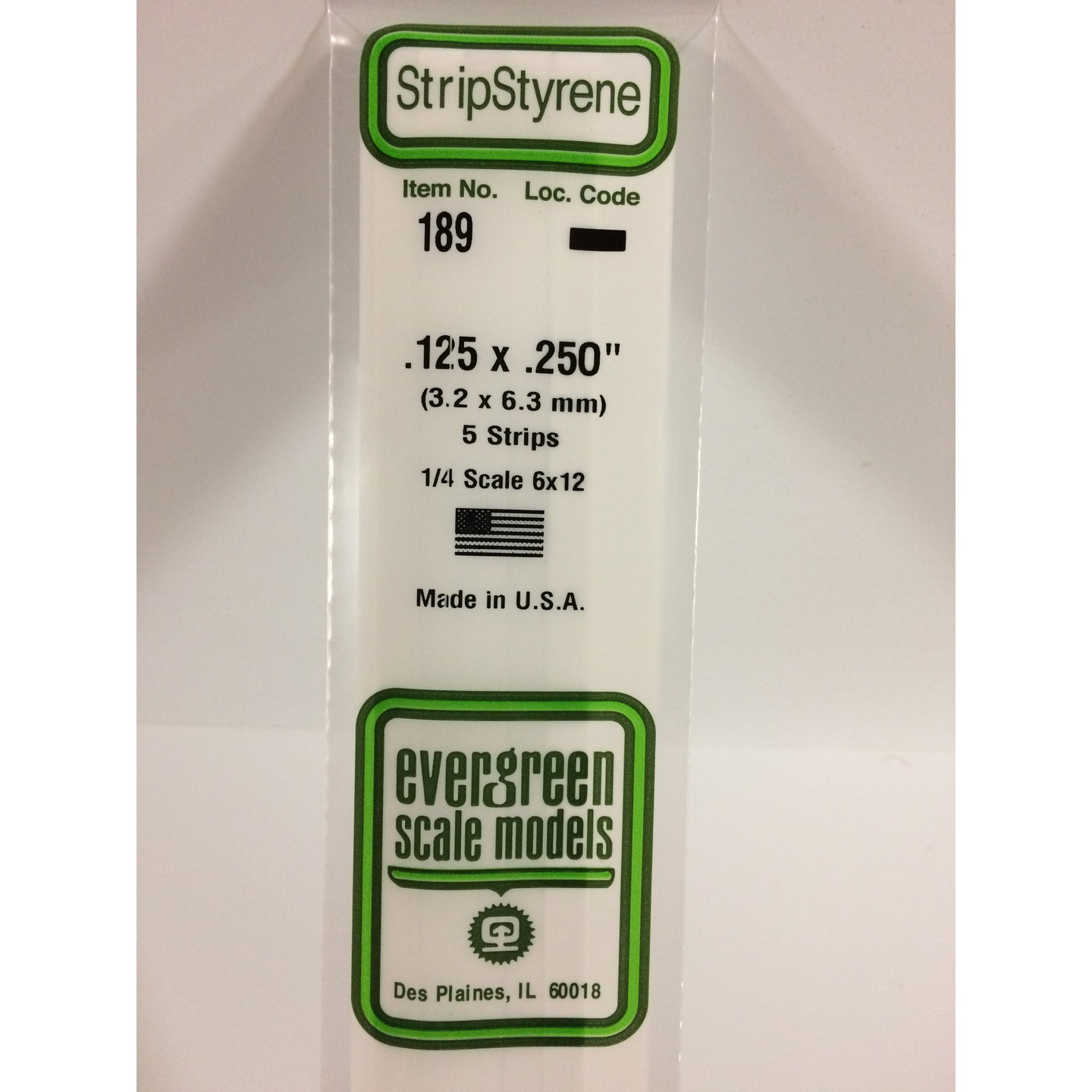 Evergreen 189 Styrene Plastic Strips 0.125