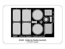 Load image into Gallery viewer, Aber 1/35 German Grills for PzKpfw V Ausf.A/D &#39;&#39;Panther&#39;&#39; (Sd.Kfz.181) G01&#39;