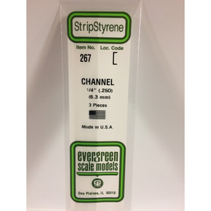 Evergreen 267 Styrene Plastic Channel 0.250" 6.4mm x 14" (3)