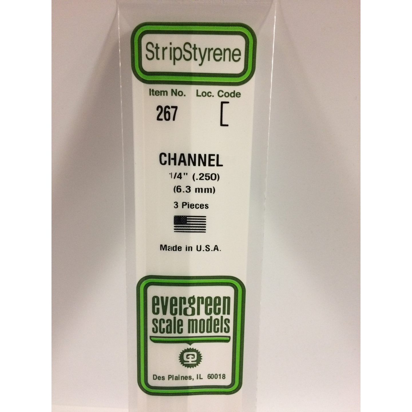Evergreen 267 Styrene Plastic Channel 0.250