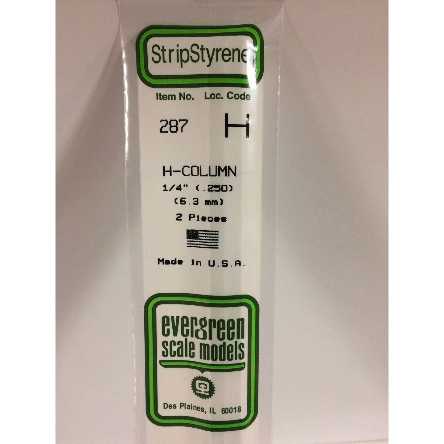 Evergreen 287 Styrene Plastic H Column 0.250