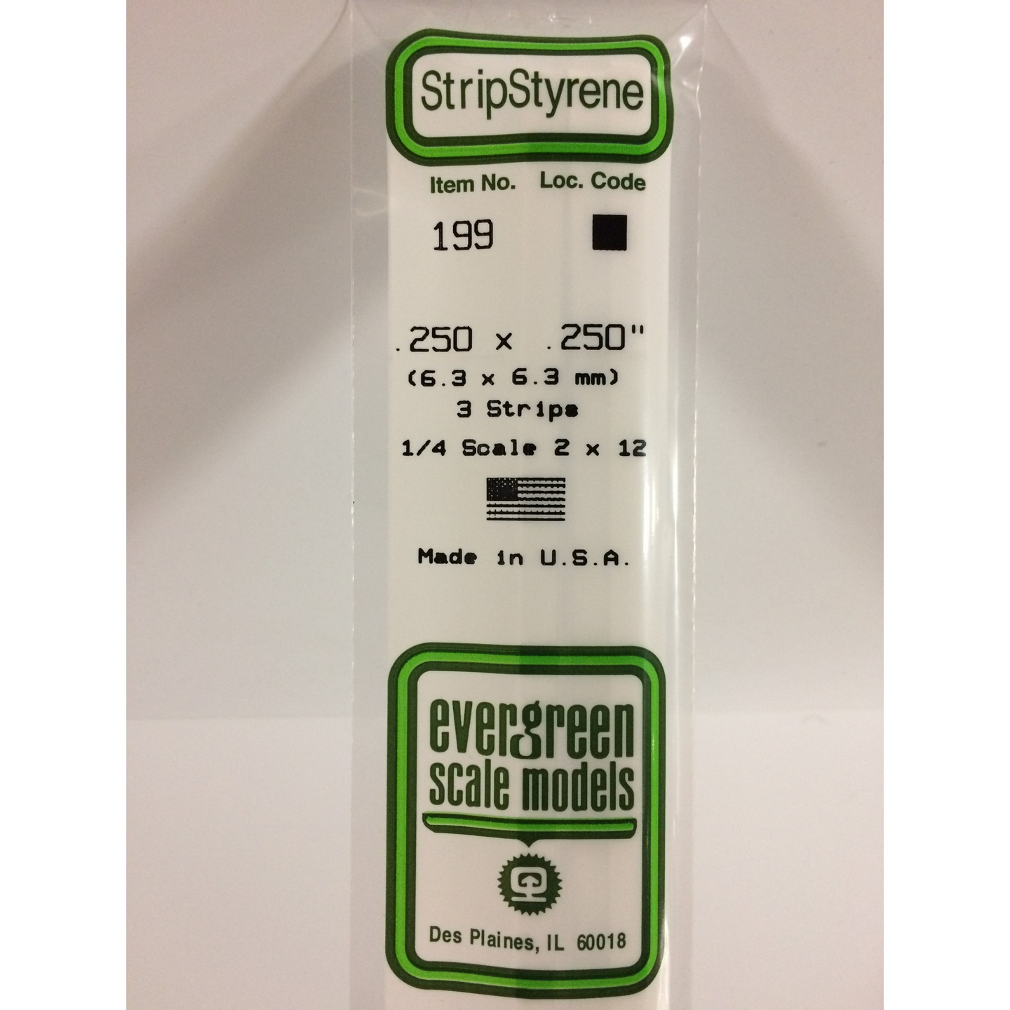 Evergreen 199 Styrene Plastic Strips 0.250