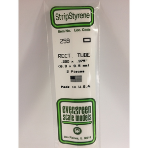 Evergreen 259 Styrene Plastic Rectangular Tube 0.250" X 0.375" x 14" (2)