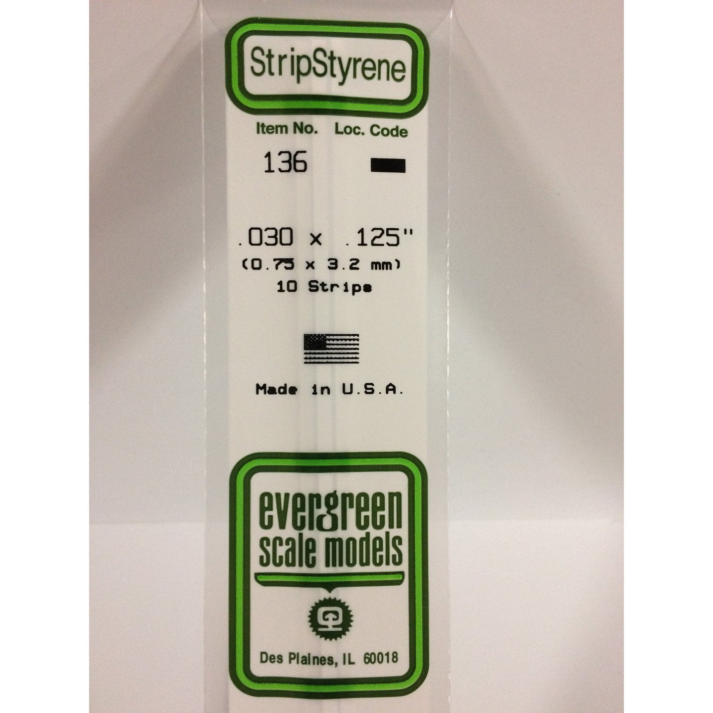 Evergreen 136 Styrene Plastic Strips 0.030