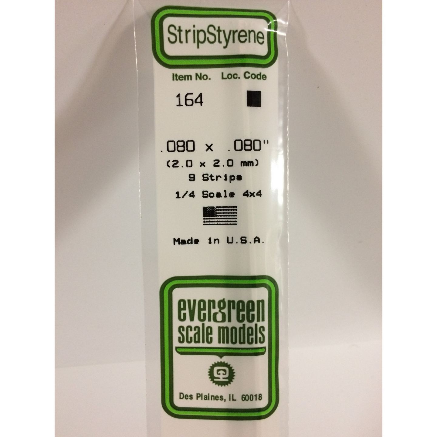 Evergreen 164 Styrene Plastic Strips 0.080