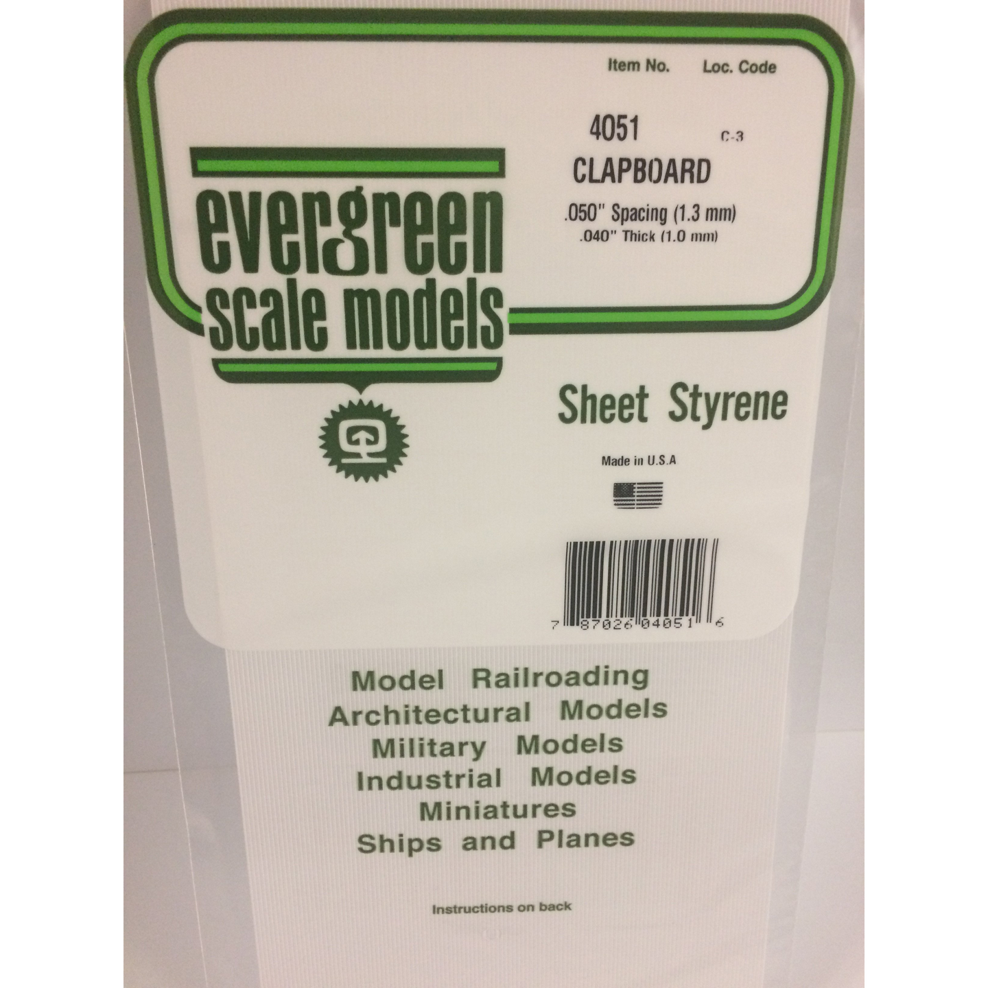 Evergreen 4051 Styrene Plastic Clapboard 0.050