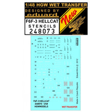 Load image into Gallery viewer, HGW 1/48 US F6F-3 Hellcat Stencils 248073 SALE!