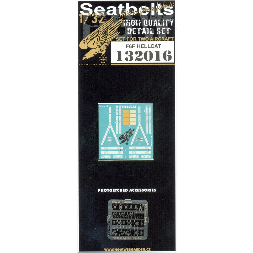 HGW 1/32 US F6F Hellcat Microplastic Foil/Photoetch Seatbelts (2) 132016