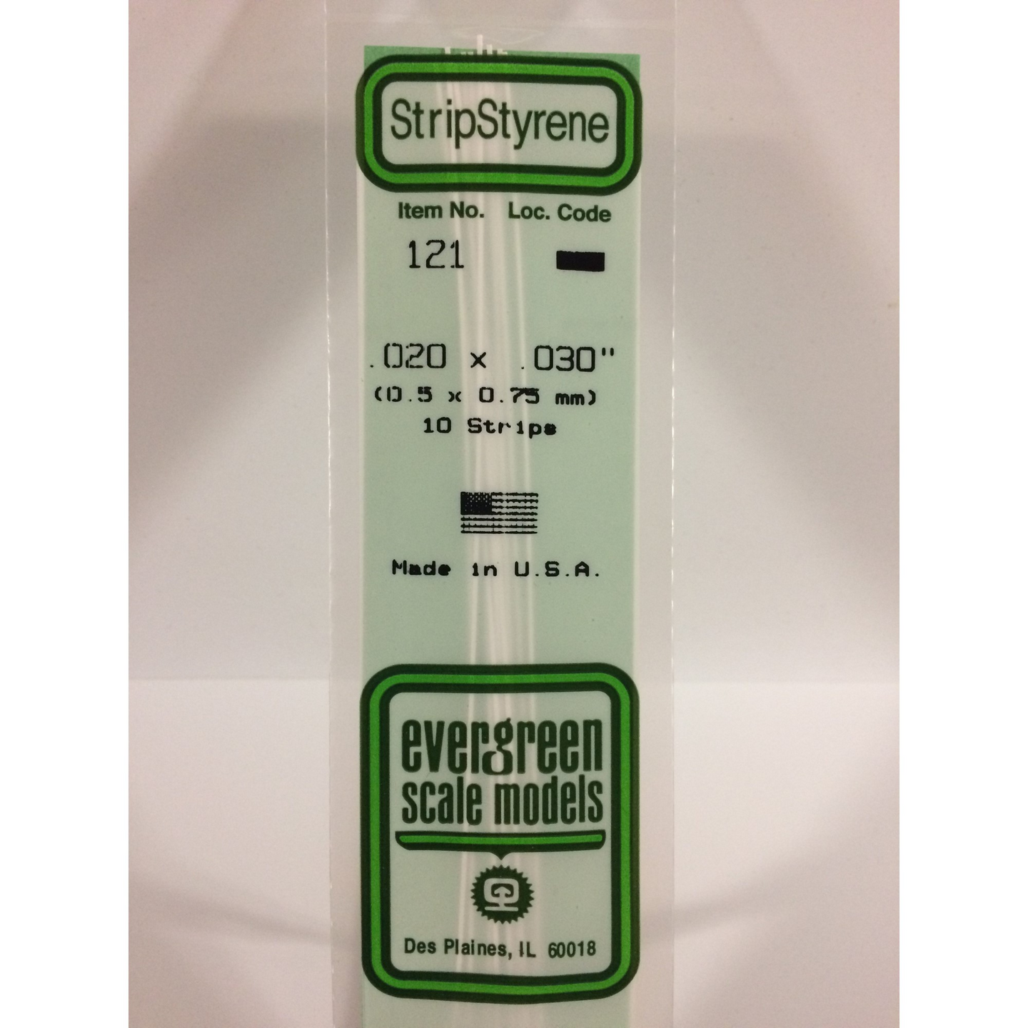 Evergreen 121 Styrene Plastic Strips 0.020