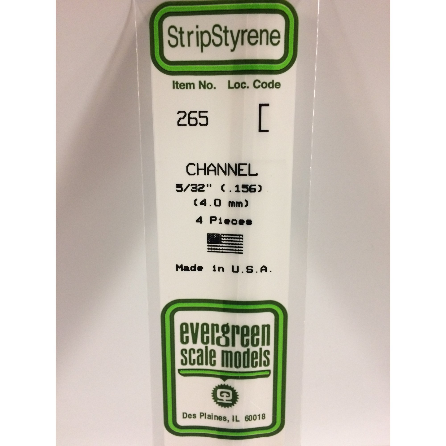 Evergreen 265 Styrene Plastic Channel 0.156