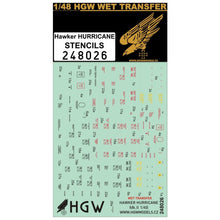 Load image into Gallery viewer, HGW 1/48 British Hurricane Stencils 248026'