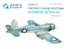 Load image into Gallery viewer, Quinta Studio 1/48 Interior 3D Decal US F4U-1 Corsair (Bird cage) (Tamiya) QD48110