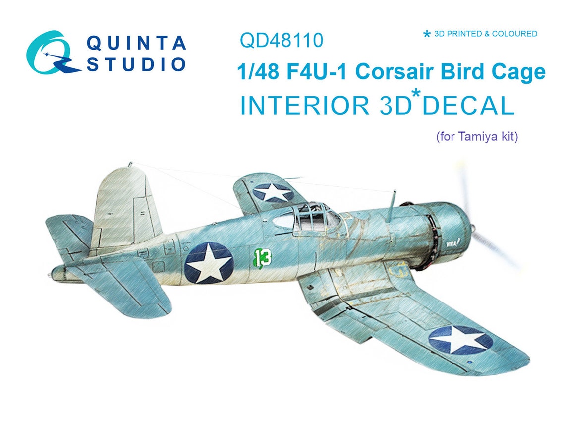 Quinta Studio 1/48 Interior 3D Decal US F4U-1 Corsair (Bird cage) (Tamiya) QD48110