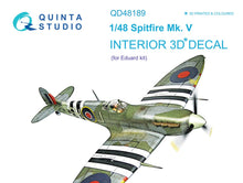 Load image into Gallery viewer, Quinta Studio 1/48 Interior 3D Decal British Spitfire Mk.V (EDU) QD48189