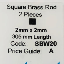 Load image into Gallery viewer, Albion SBW20 2mm x 2mm Square Brass Rod 2-PACK