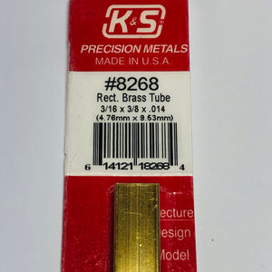 K&S 8268 Rectangle Brass Tube 3/16" x 3/8" x 0.014" x 12"