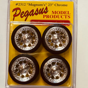 Pegasus 1/24 Rim & Tire Set 2312 "Magnum's" 23" Chrome (4)