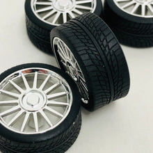 Load image into Gallery viewer, Pegasus 1/24 Rim &amp; Tire Set 1206 Chrome Spider Rims With Tires (4)