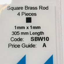 Load image into Gallery viewer, Albion SBW10 1mm x 1mm Square Brass Rod  4-PACK