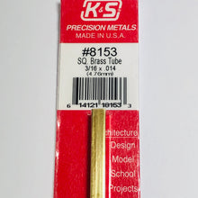 Load image into Gallery viewer, K&amp;S 8153 Square Brass Tube 3/16&quot; x 12&quot;