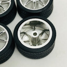 Load image into Gallery viewer, Pegasus 1/24 Rim &amp; Tire Set 1254 Chrome Diamante Rims With Tires (4)