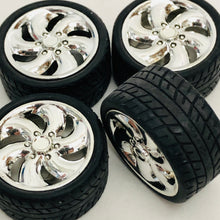 Load image into Gallery viewer, Pegasus 1/24 Rim &amp; Tire Set 1218 Chrome Cyclone Rims With Tires (4)