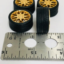 Load image into Gallery viewer, Pegasus 1/24 Rim &amp; Tire Set 1236 Beemers Rims Gold (4)