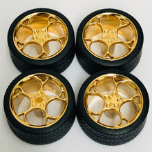 Load image into Gallery viewer, Pegasus 1/24 Rim &amp; Tire Set 1216 Swirl Star Gold (4)