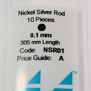 Albion NSR01 Nickel Silver Micro Rod 0.1mm 6-PACK