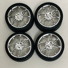 Load image into Gallery viewer, Pegasus 1/24 Rim &amp; Tire Set 1254 Chrome Diamante Rims With Tires (4)