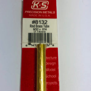 K&S 8132 Round Brass Tube 9/32" OD x 12"