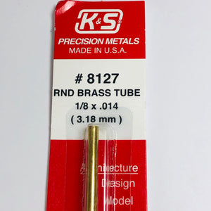 K&S 8127 Round Brass Tube 1/8" OD x 12"