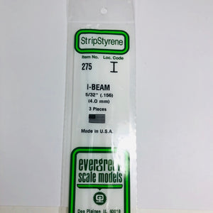 Evergreen 275 Styrene Plastic I Beam 0.156" 4.0mm x 14" (3)
