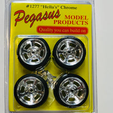 Load image into Gallery viewer, Pegasus 1/24 Rim &amp; Tire Set 1277 "Hella's" 19" Chrome (4)