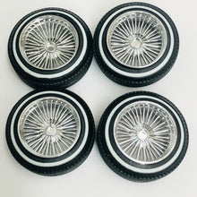 Load image into Gallery viewer, Pegasus 1/24 Rim &amp; Tire Set 1311 Chrome DZ's Shallow Rim w/ Whitewalls (4)