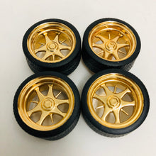Load image into Gallery viewer, Pegasus 1/24 Rim &amp; Tire Set 1228 Gold Dagger Rims With Tires (4)