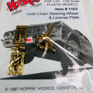 Hoppin Hydros 1/24 1/25 Gold Chain Steering Wheel & Lic. Plate #1103