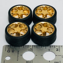 Load image into Gallery viewer, Pegasus 1/24 Rim &amp; Tire Set 1216 Swirl Star Gold (4)