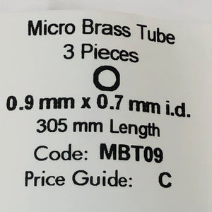 Albion MBT09 Brass Micro Tubing 0.9 mm OD x 0.7 mm ID  3-PACK
