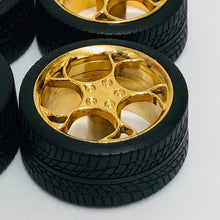 Load image into Gallery viewer, Pegasus 1/24 Rim &amp; Tire Set 1216 Swirl Star Gold (4)