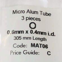 Load image into Gallery viewer, Albion MAT06 Aluminium Micro Tubing 0.6 mm OD x 0.4 mm ID 3-PACK