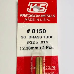K&S 8150 Square Brass Tube 3/32"x 12" (2)