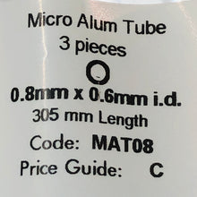 Load image into Gallery viewer, Albion MAT08 Aluminium Micro Tubing 0.8 mm OD x 0.6 mm ID. 3-PACK