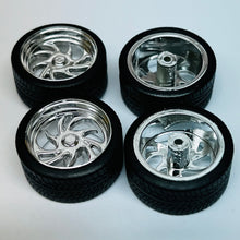 Load image into Gallery viewer, Pegasus 1/24 Rim &amp; Tire Set 1246 Chrome Diablo's (4)