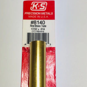 K&S 8140 Round Brass Tube 17/32" x 12"