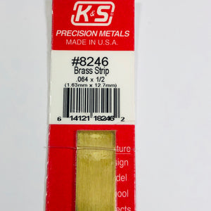 K&S 8246 Brass Strip 0.064" x 1/2" x 12"