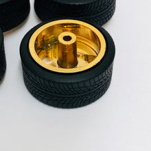 Load image into Gallery viewer, Pegasus 1/24 Rim &amp; Tire Set 1204 Tri Blades Gold (4)