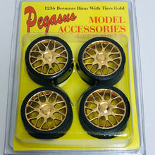 Load image into Gallery viewer, Pegasus 1/24 Rim &amp; Tire Set 1236 Beemers Rims Gold (4)