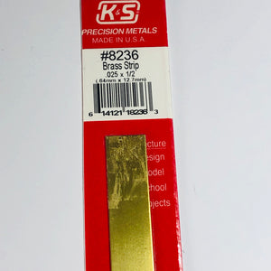 K&S 8236 Brass Strip 0.025" x 1/2" x 12"